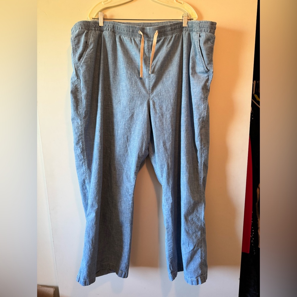 L.L. Bean Lake Washed Pull On Chambray Wide Leg Pant 26W